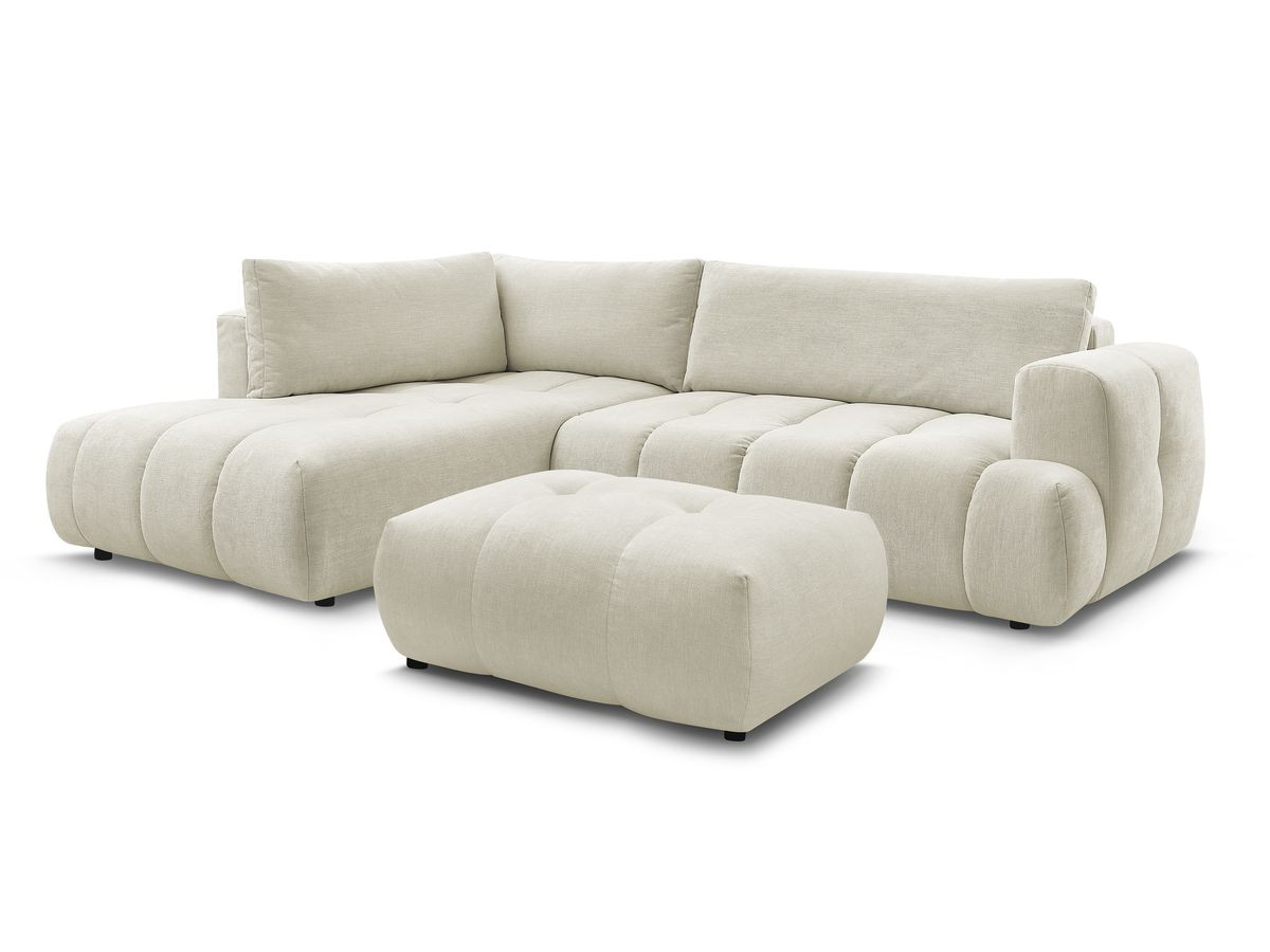 Bobochic Fuji Ecksofa mit Schlaffunktion und Bettkasten und Pouf 282 × 204 cm