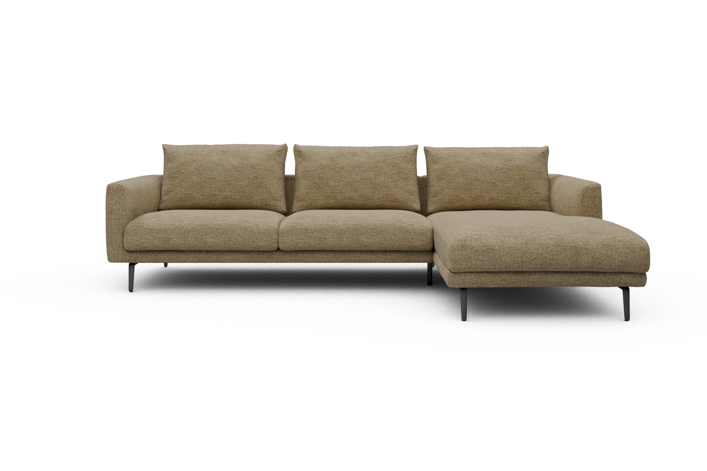 Skandi Home Ecksofa Karl Chaiselongue rechts mit 2,5-Sitzer Carreno-Silician-Yellow moebelfaktor