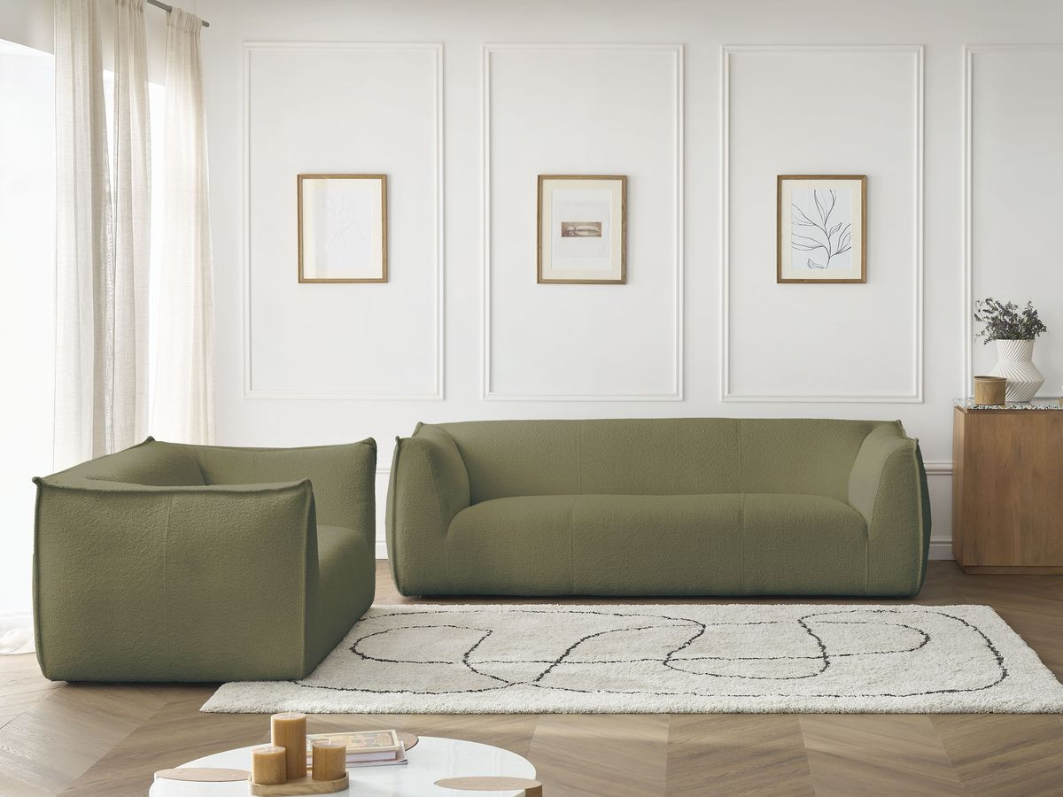 Bobochic Giorgia Sofa 5-Sitzer 412 × 100 cm Bouclé-Stoff Grün