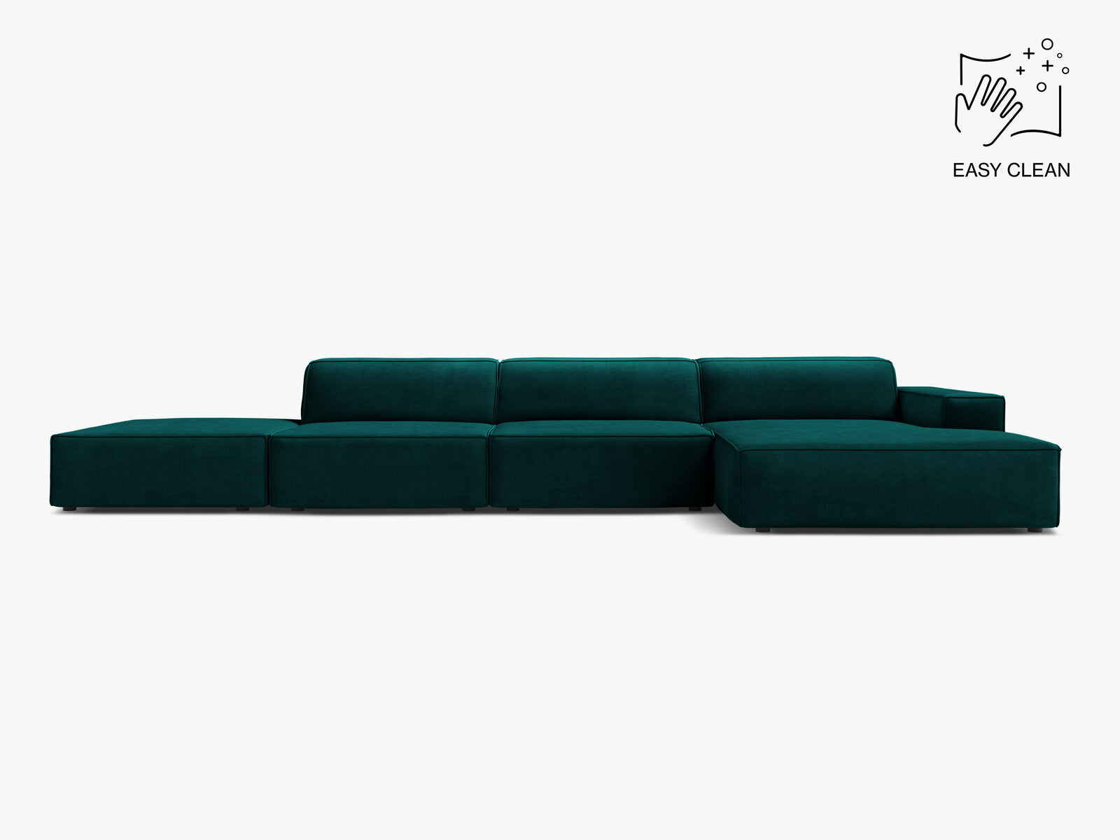 Micadoni Ecksofa Jodie 5-Sitzer Samt Venus Dunkel Petrol Rechts