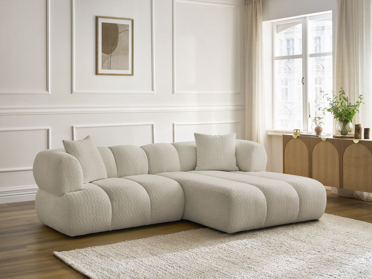 Bobochic Pamira Ecksofa Bouclé-Stoff Beige Ecke rechts
