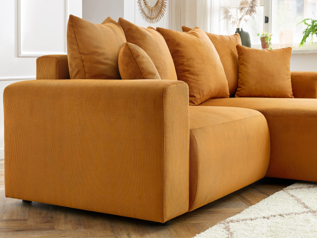 Bobochic Enjoy Ecksofa Cordsamt Gelb Ecke rechts