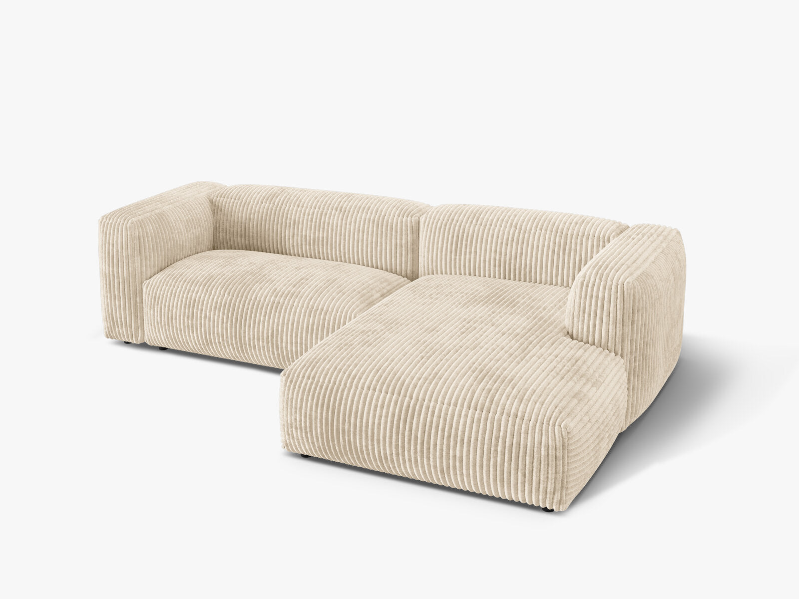 Micadoni Ecksofa Martina 2-Sitzer Rechts Kord Tilia Helles Beige