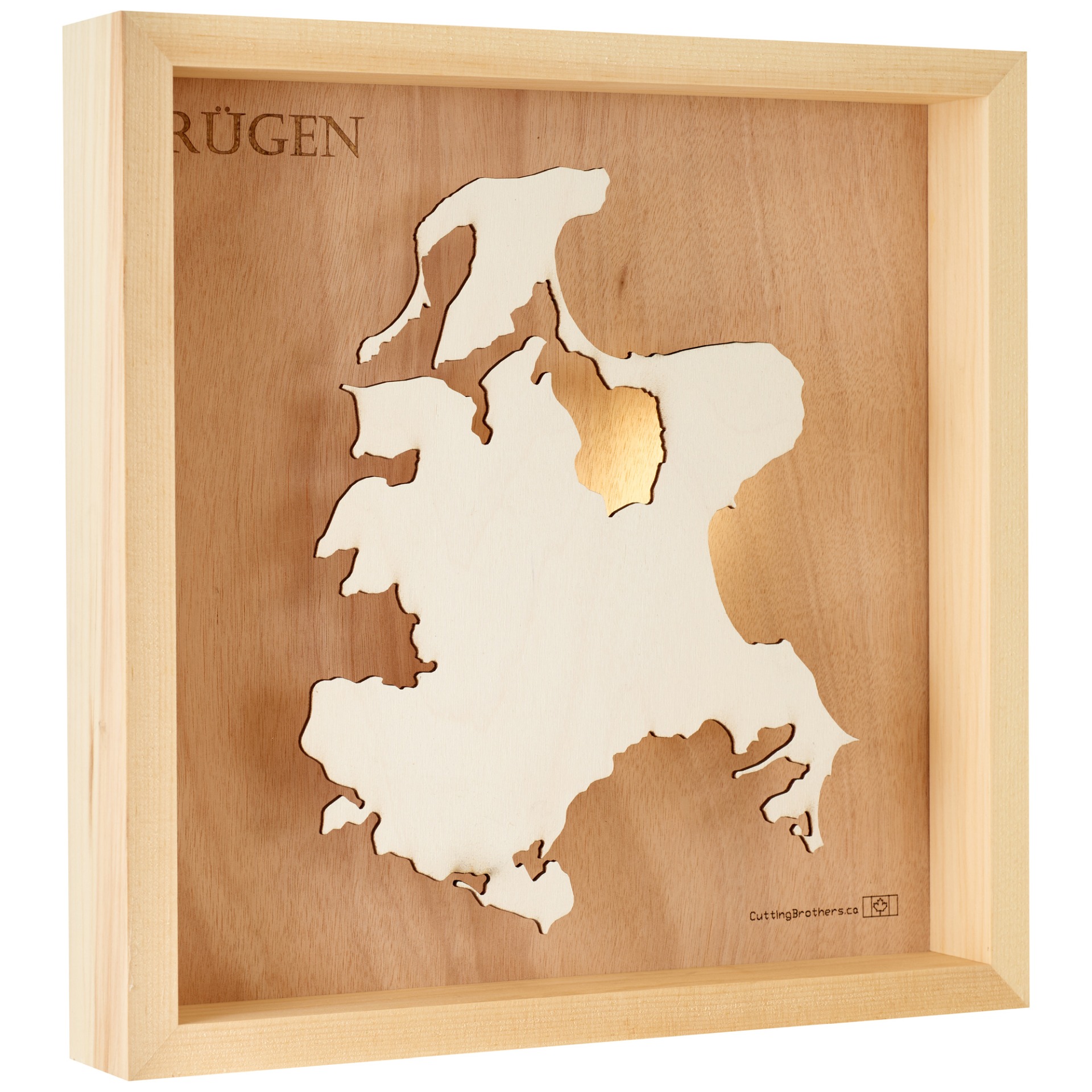 Cutting Brothers LED Licht Ruegen 3D Insel Holz Karte