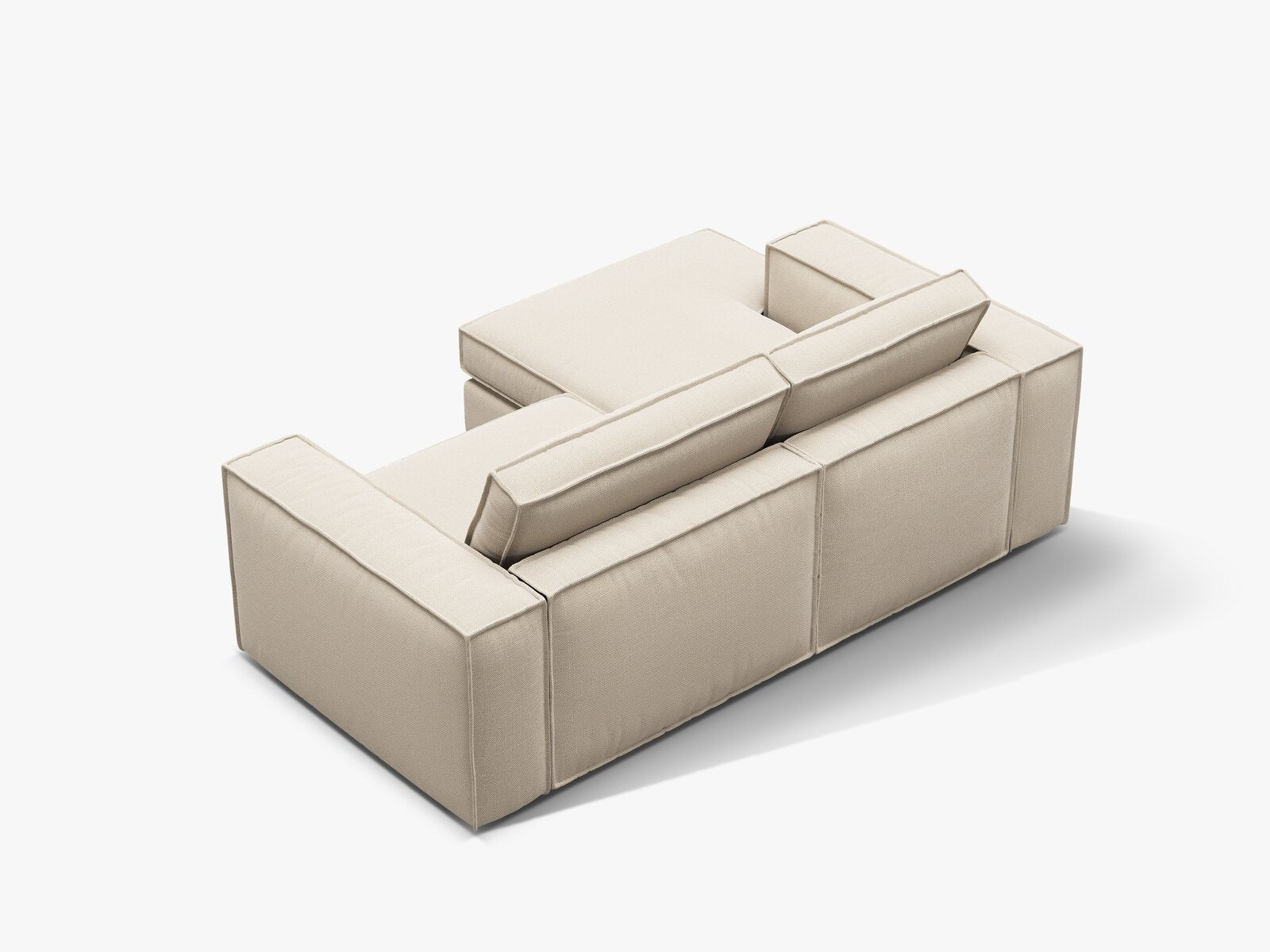 Micadoni modulares Ecksofa Pola 2-Sitzer kleine Version Links Strukturierter Stoff Babel Beige