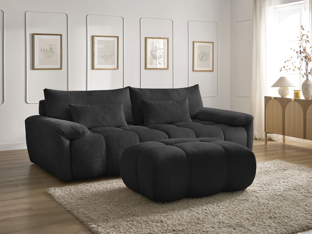 Bobochic Ivane Sofa 4-Sitzer Strukturstoff Schwarz