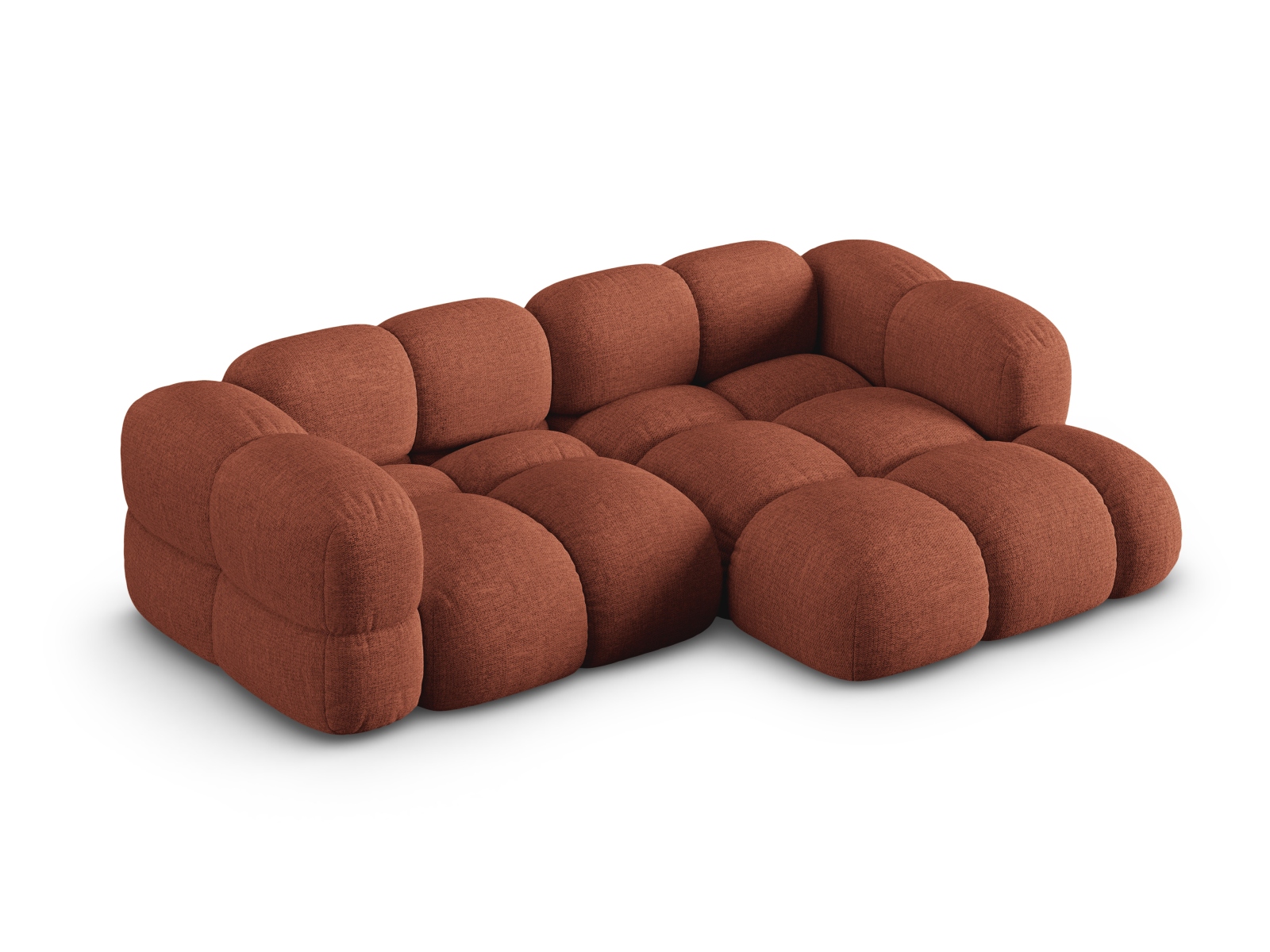 Cosmopolitan Design Ecksofa Loretto 3-Sitzer Strukturierter Stoff Sorella Koralle Rechts