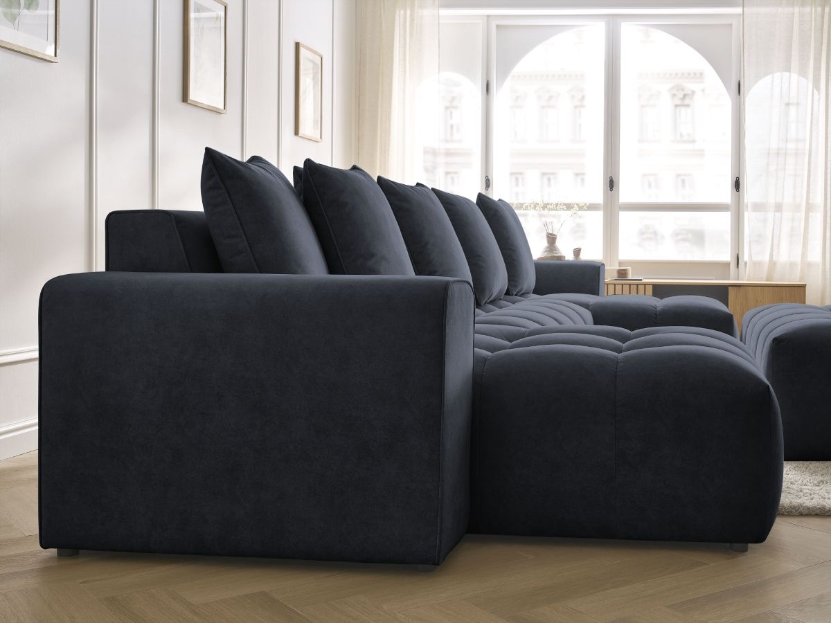 Bobochic Mont-blanc Wohnlandschaft mit Pouf Samt Dunkelblau