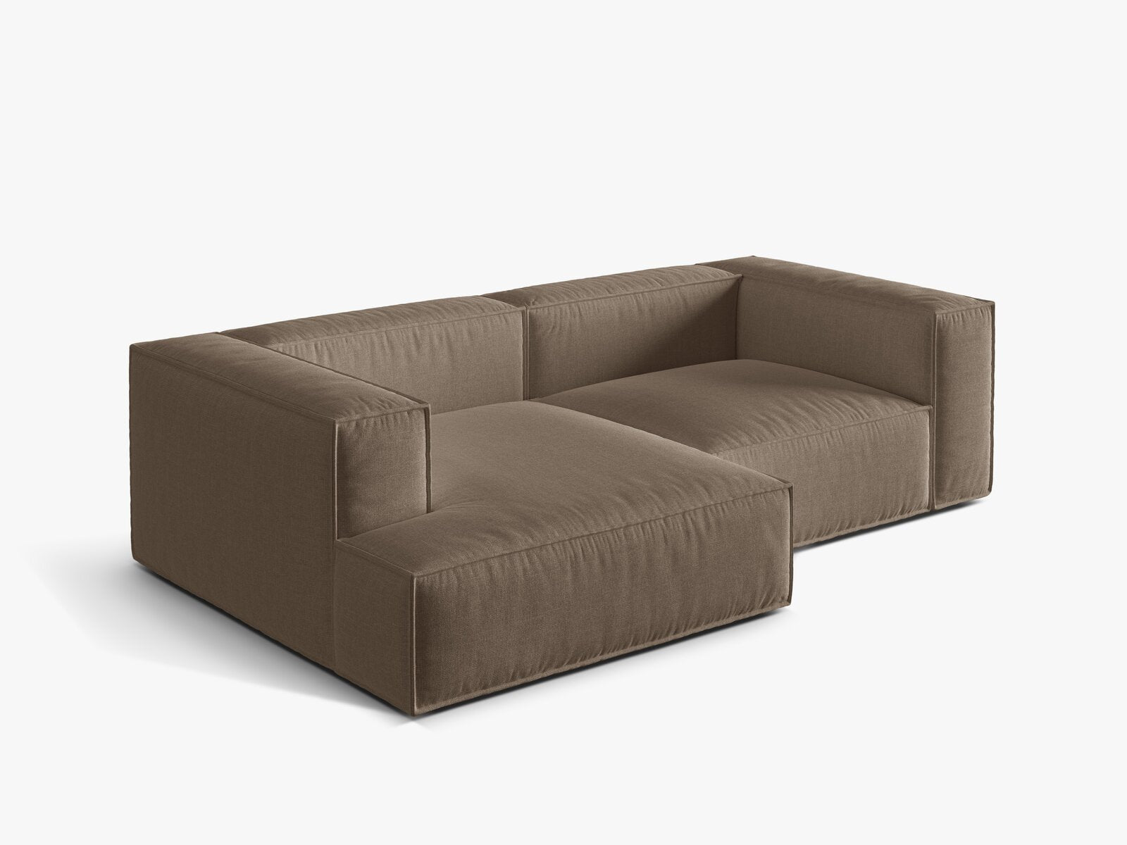 Micadoni Ecksofa Nuria 3-Sitzer Links Strukturierter Stoff Cappuccino