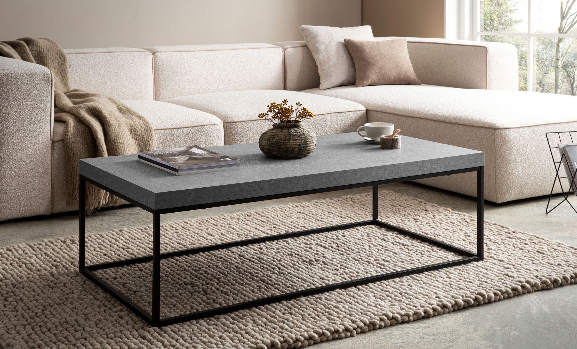 Couchtisch Flekke Grau Betonoptik 120 × 60 cm