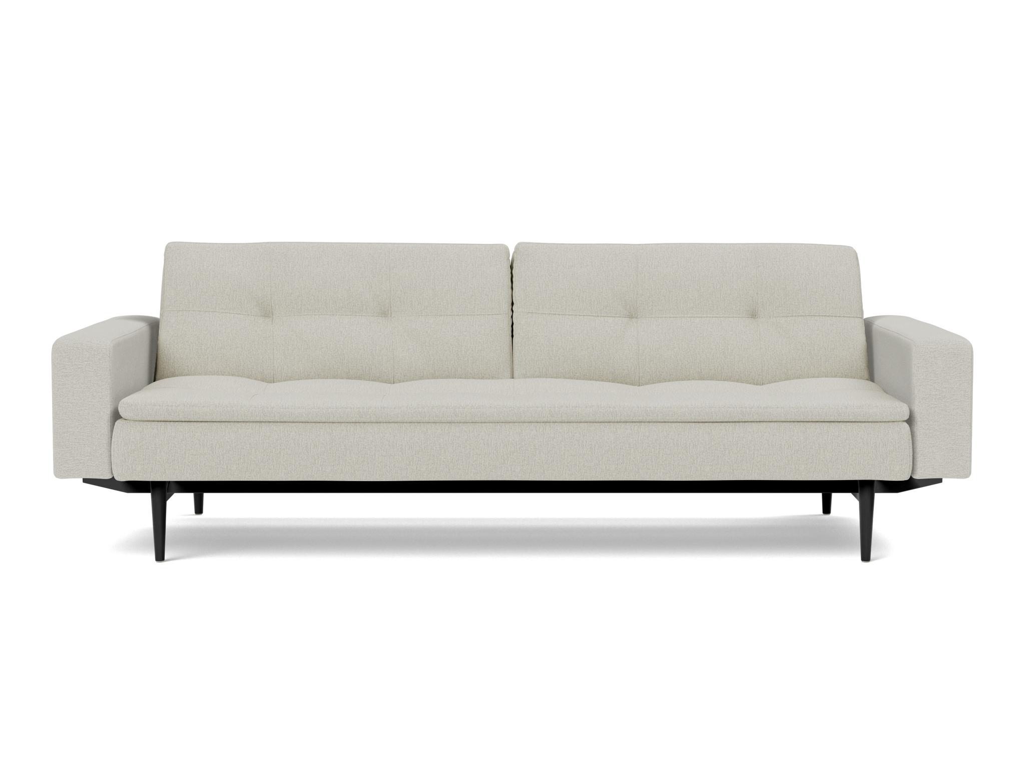 Schlafsofa Dublexo mit Armlehnen Flachgewebe Mixed Dance 527-Natural Beine Styletto Eiche schwarz