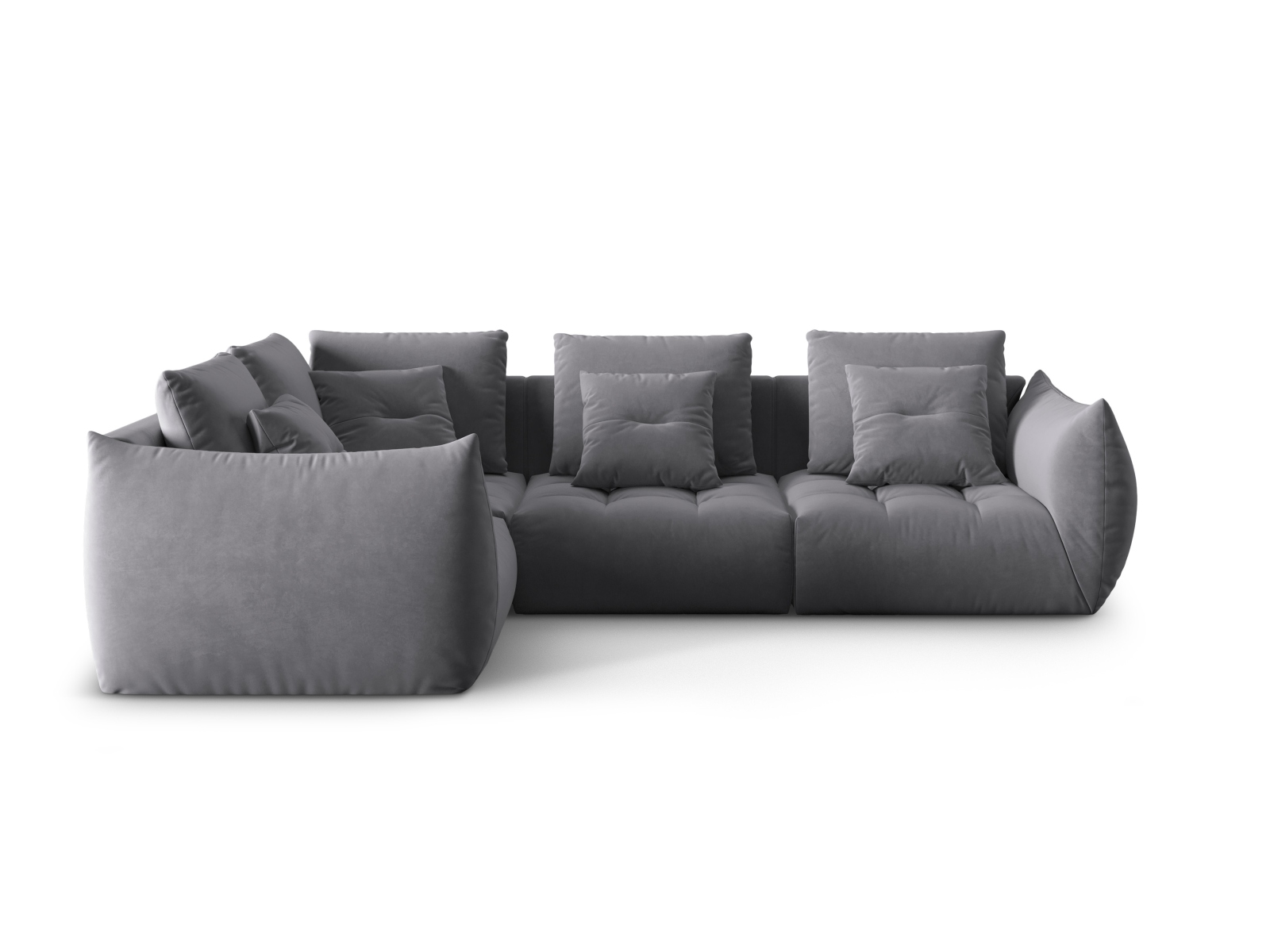 Micadoni Ecksofa Bloom 4-Sitzer Links Samt Dunkelgrau