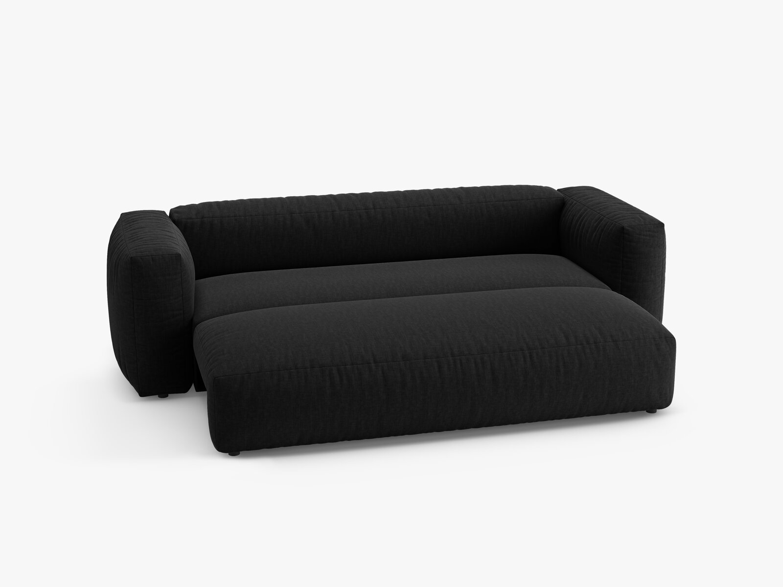 Micadoni Martina Schlafsofa 3-Sitzer Strukturierter Stoff Boston Schwarz