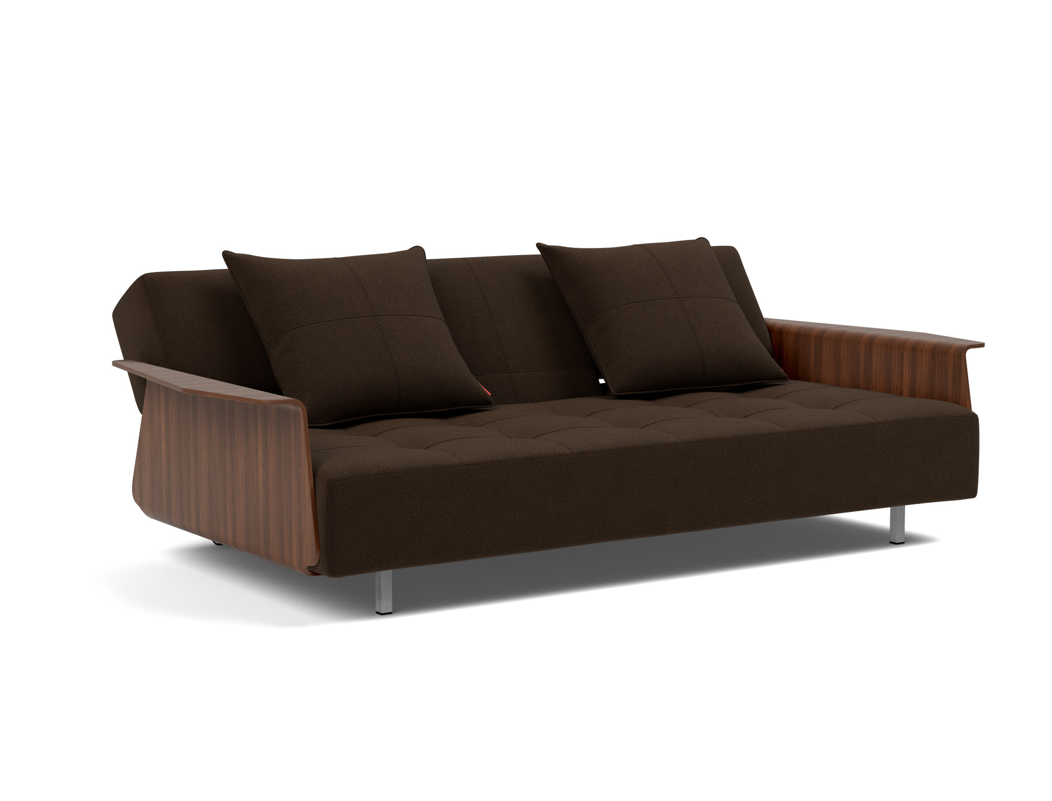 Schlafsofa Long Horn D.E.L. mit Armlehnen Strukturierter Stoff Taura 358-Chocco