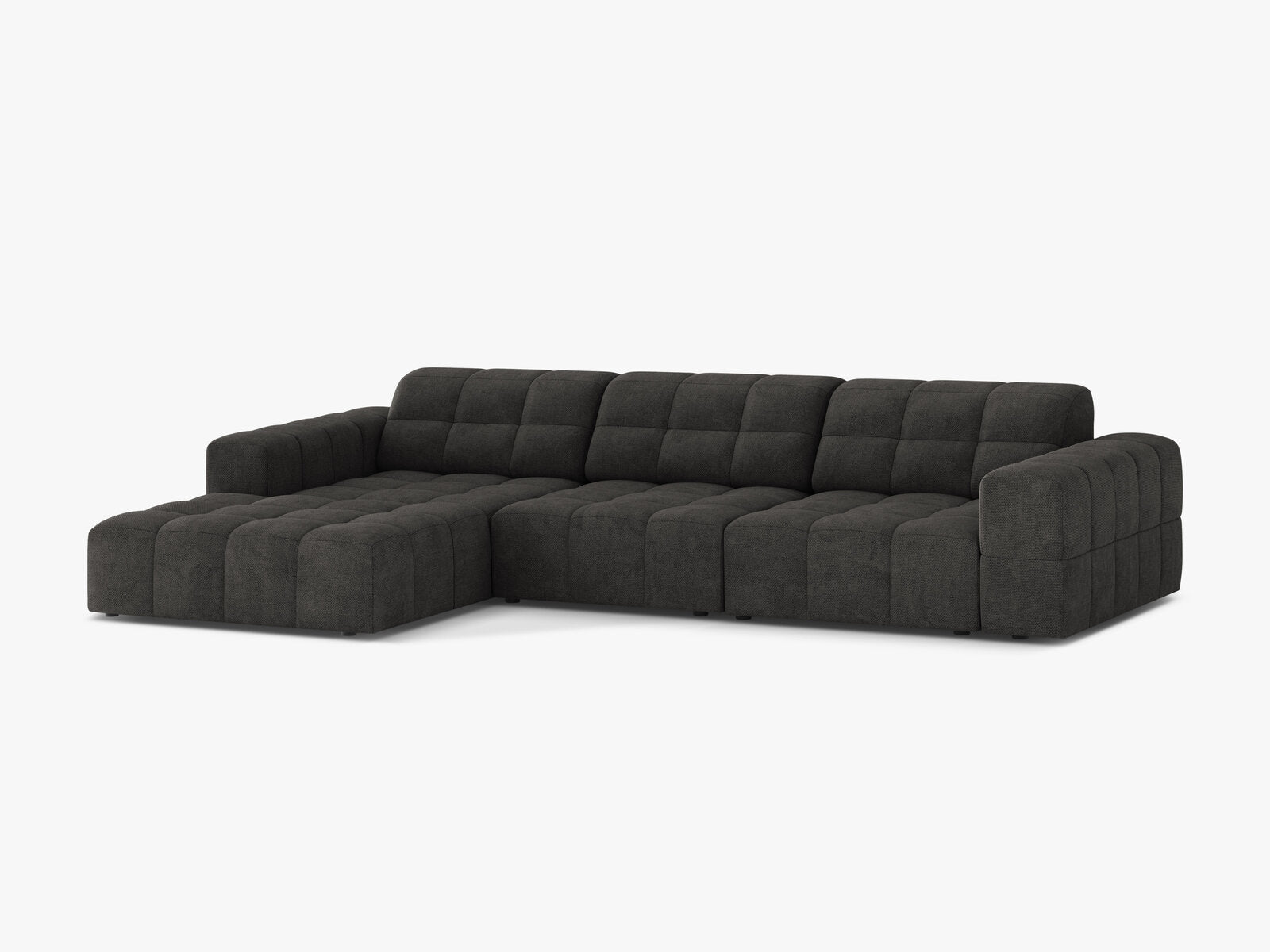 Micadoni Ecksofa Jennifer 4-Sitzer Chenille Eden Dunkelgrau Links