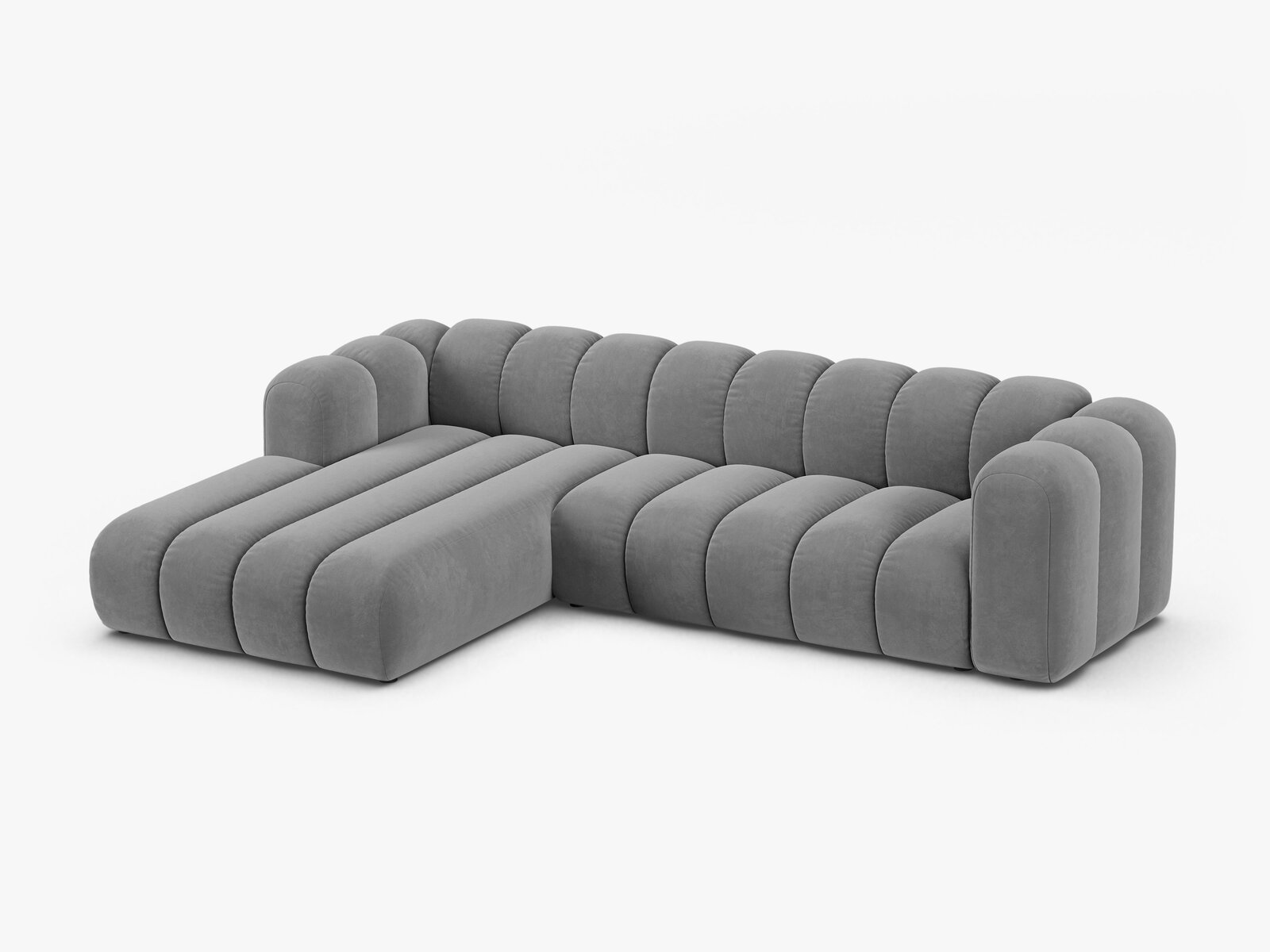 Micadoni Modulares Ecksofa Lupine 4-Sitzer Links Samt Venus Hellgrau