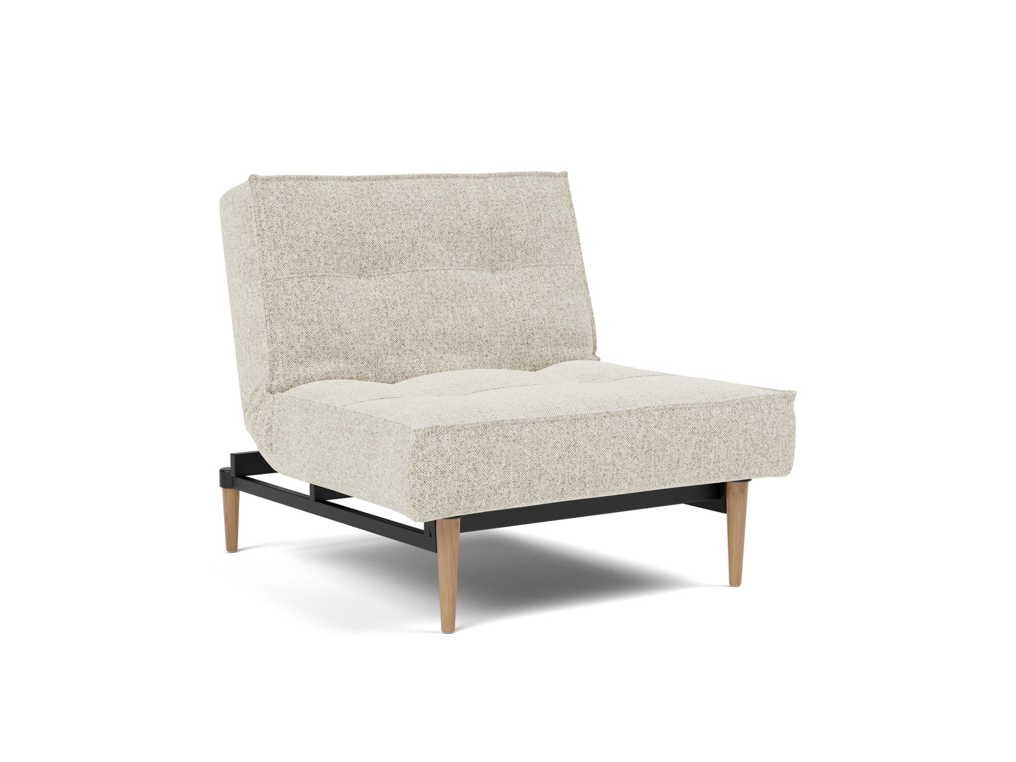 Sessel Splitback Strukturierter Stoff Taura 357-Off-White Beine Styletto Eiche hell