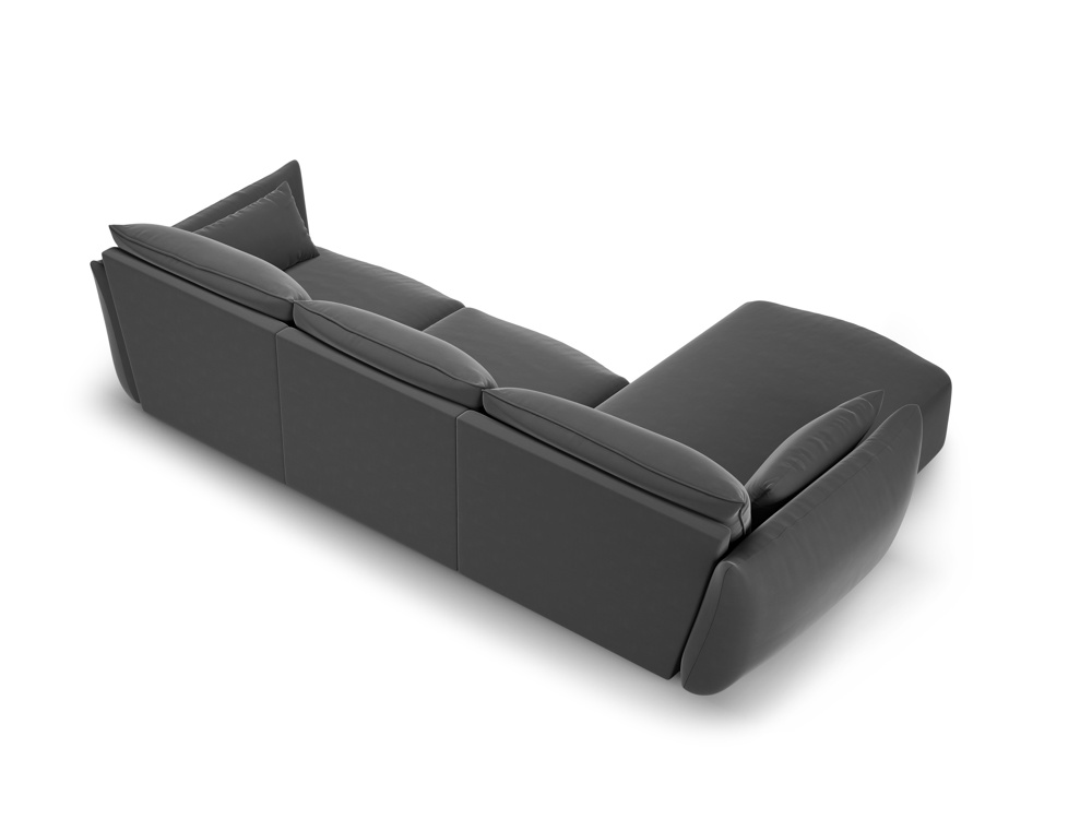 Cosmopolitan Design Ecksofa Matera 5-Sitzer Samt Salvador Dunkelgrau Links