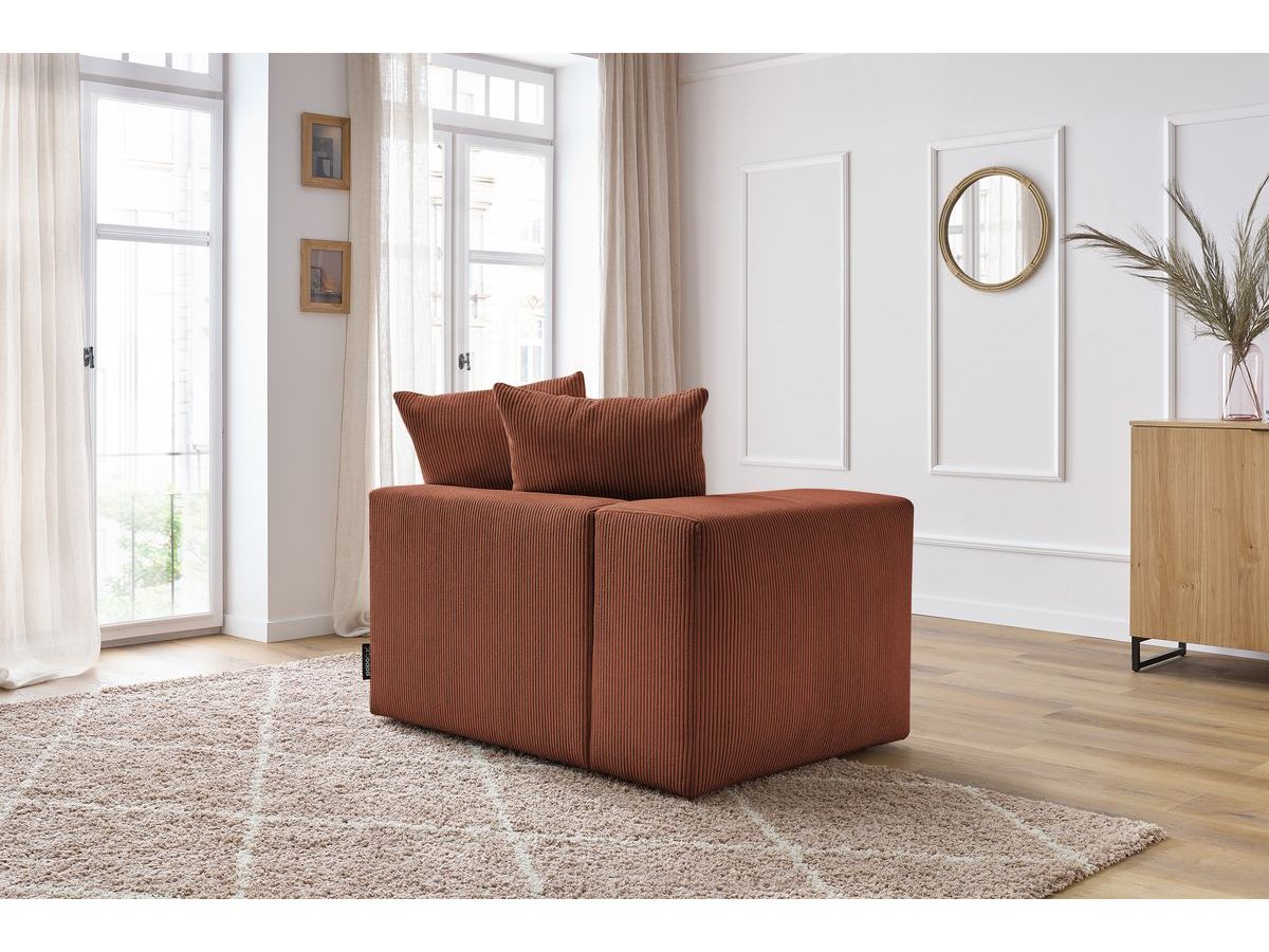 Bobochic Voltaire Sofamodul 1-Sitzer 130 × 100 cm Cordsamt Orange Ecke links
