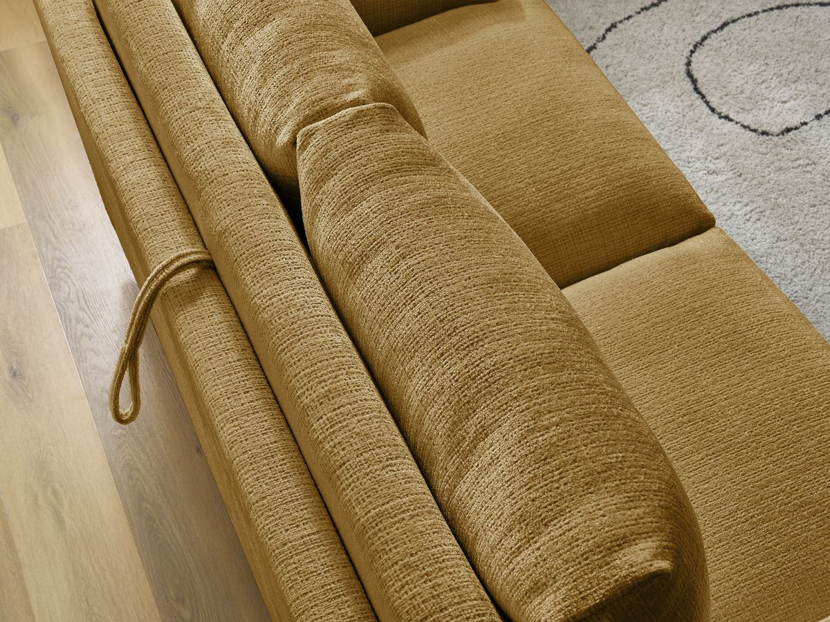 Bobochic Cocoone Schlafsofa 3-Sitzer Strukturstoff Gelb, Liegefläche 160 × 200 cm