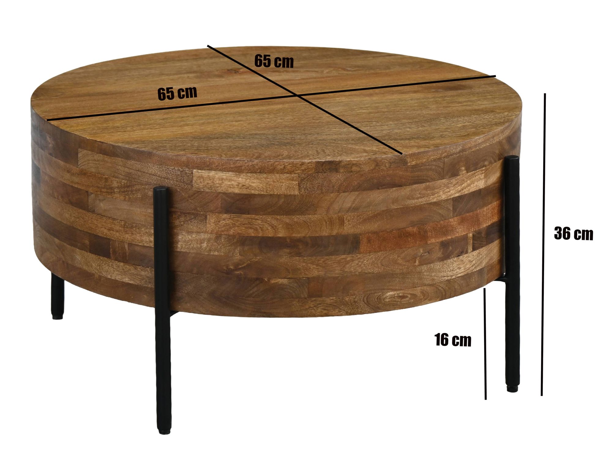Couchtisch Stadlandet Massivholz Mango Ø 70 × H 36 cm