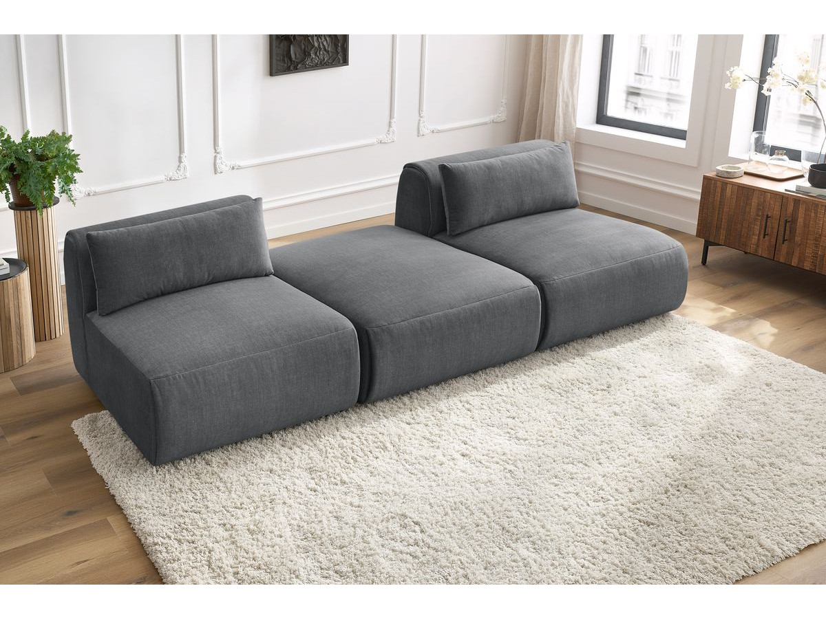 Bobochic Jeanne Sofa 3-Sitzer Samt Dunkelgrau