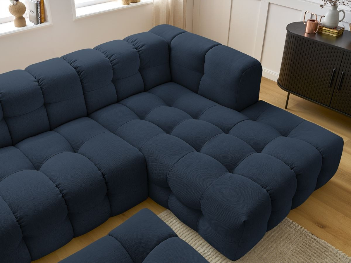 Bobochic Cloud Ecksofa mit Pouf 288 × 184 cm Stoff Dunkelblau Ecke rechts