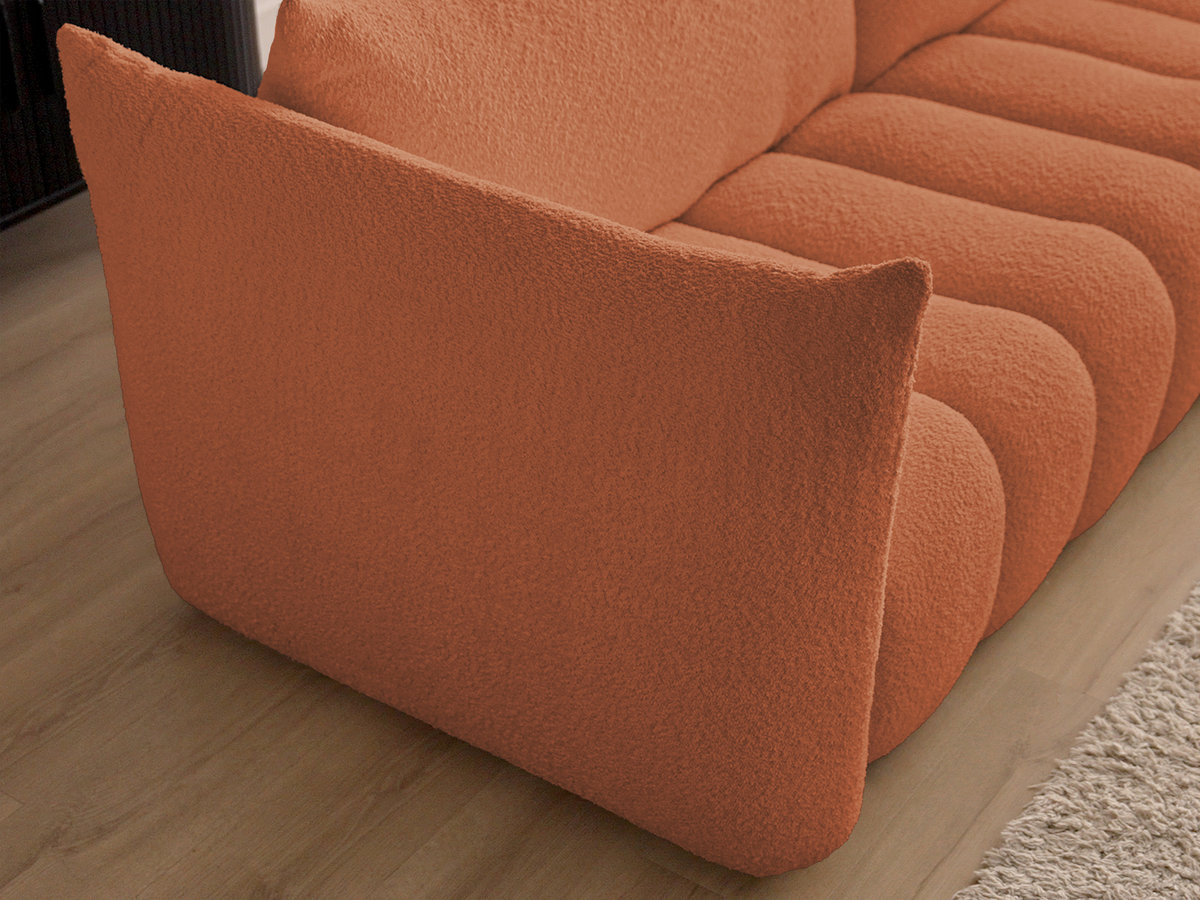 Bobochic Azra Ecksofa mit Pouf 325 × 112 cm Bouclé-Stoff Orange Ecke rechts