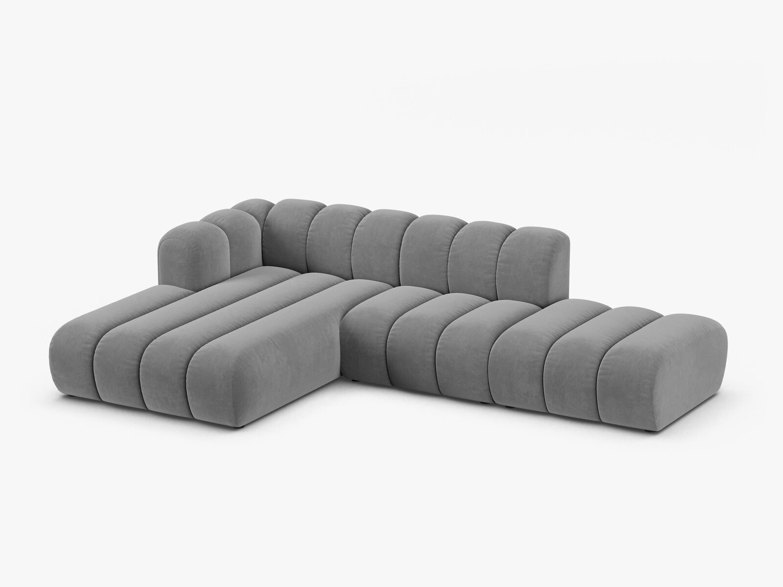 Micadoni Modulares Ecksofa offen Lupine 5-Sitzer Samt Venus Hellgrau Links