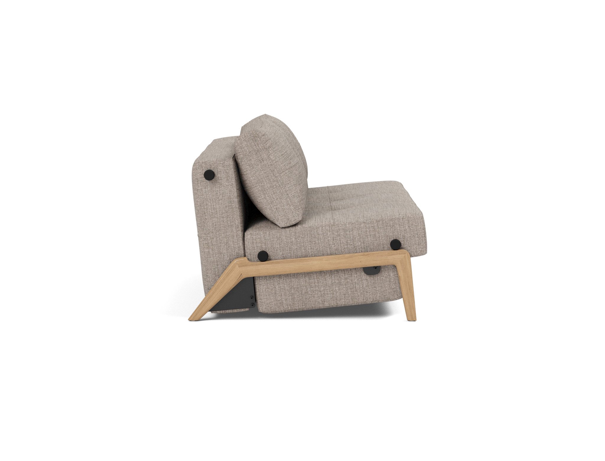 Schlafsofa Cubed 140 Chenille Yuveno 472-Warm-Grey Beine Eiche