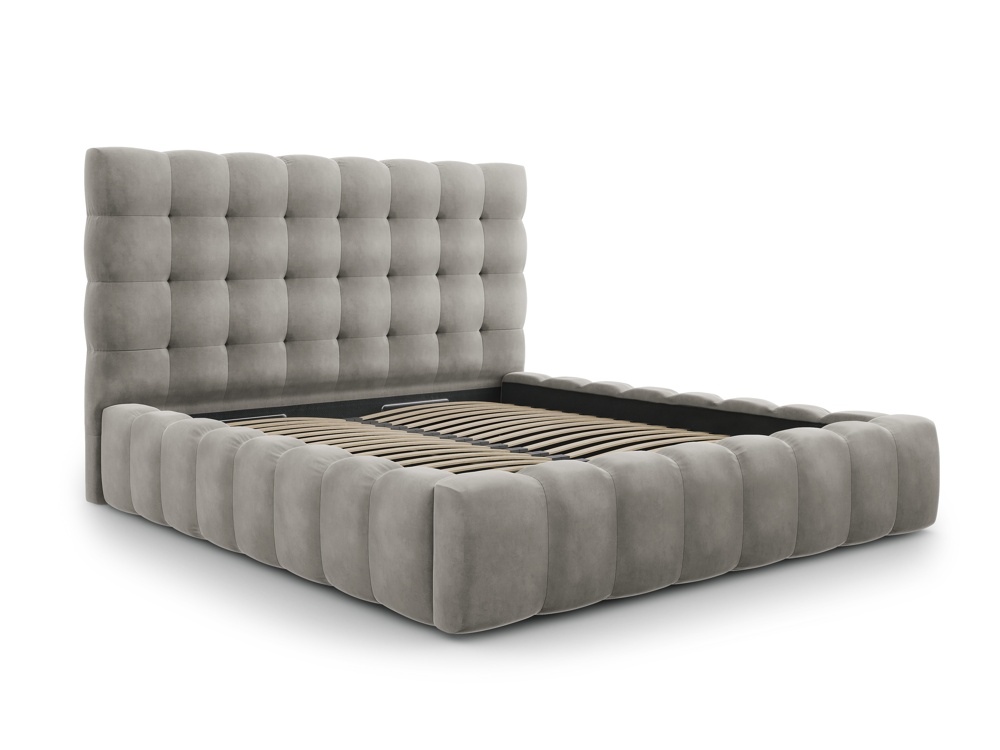 Cosmopolitan Design Stauraumbett mit Kopfteil Bali 160x200 Samt Bluvel Hellgrau