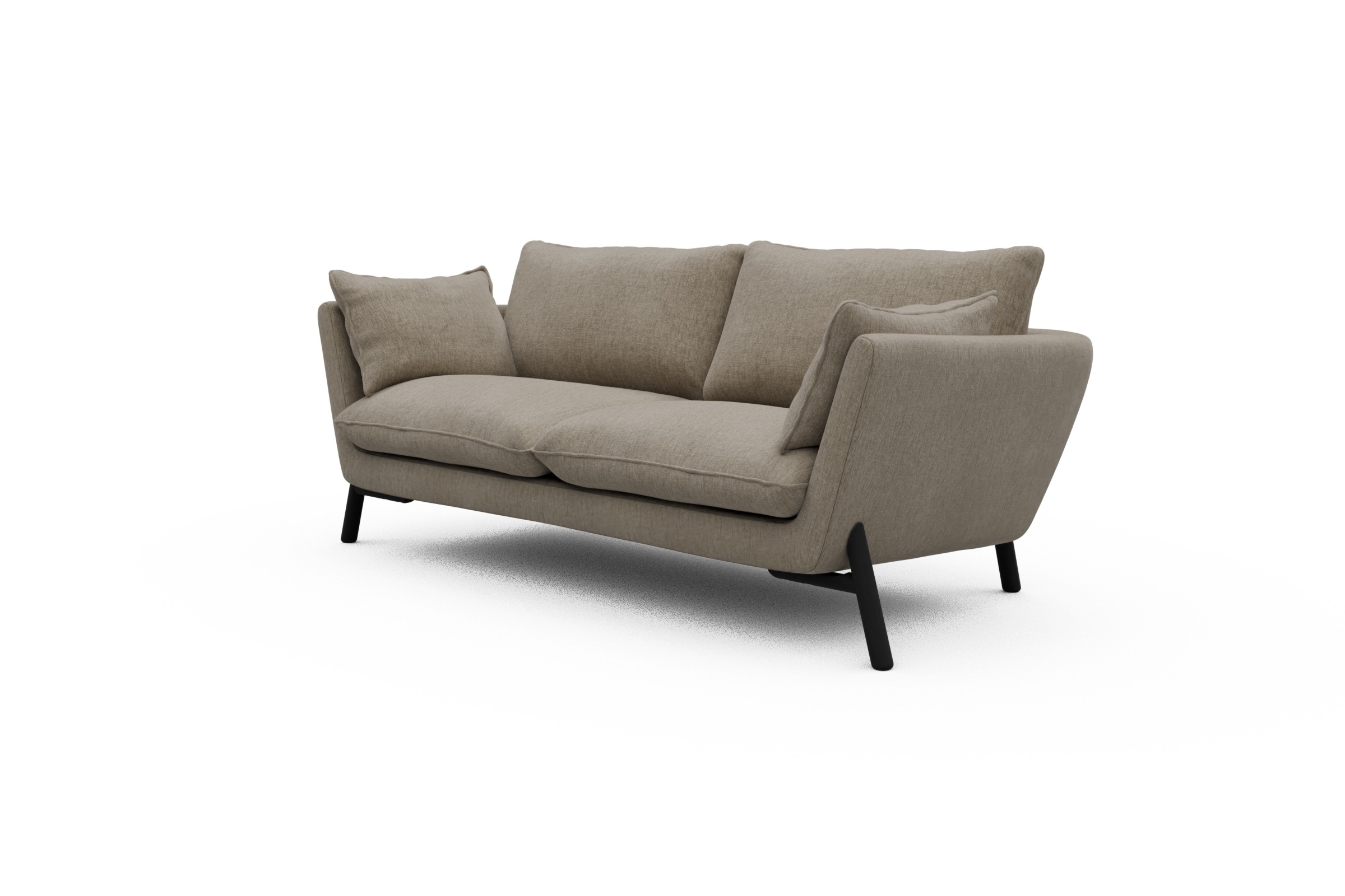 Sofa Emil 2-Sitzer Beinfarbe Eiche Schwarz Smooth-Beige