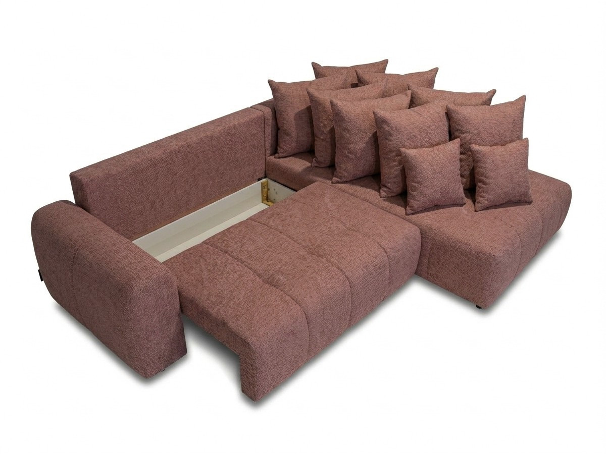 Bobochic Roxelane Ecksofa mit Schlaffunktion und Bettkasten Melange-Stoff Rot Ecke rechts