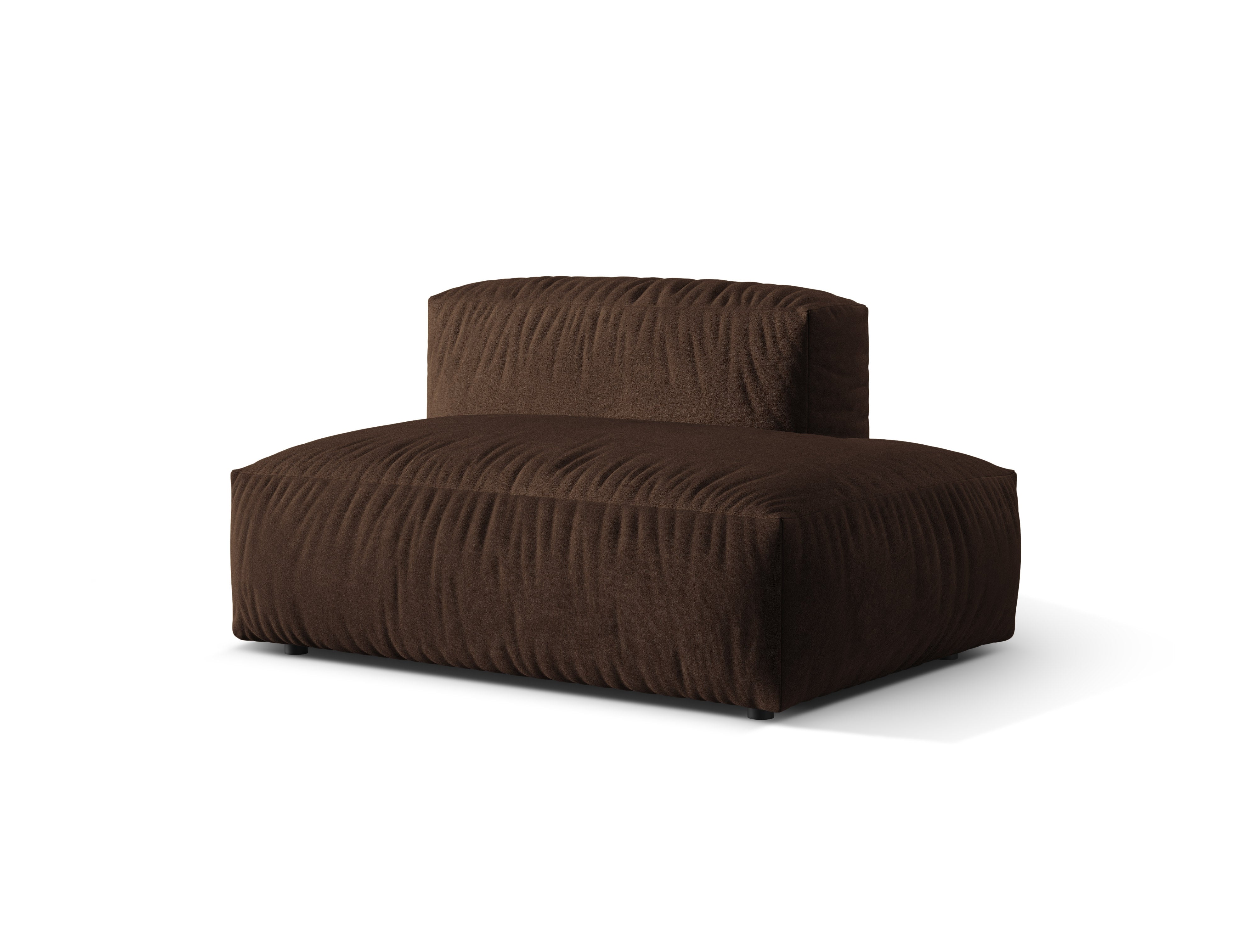 Micadoni Ecksofa-Modul Martina 1-Sitzer Samt Vogue Schokolade Rechts