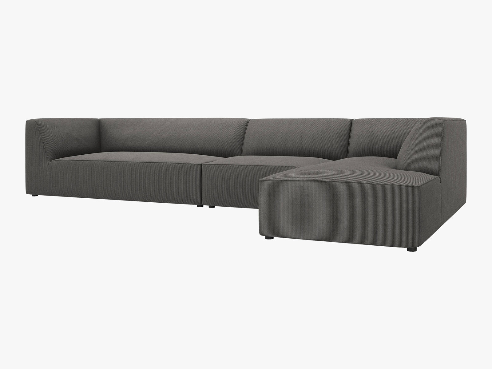 Micadoni Ecksofa Ruby 5-Sitzer Rechts Kord Scala Dunkelgrau