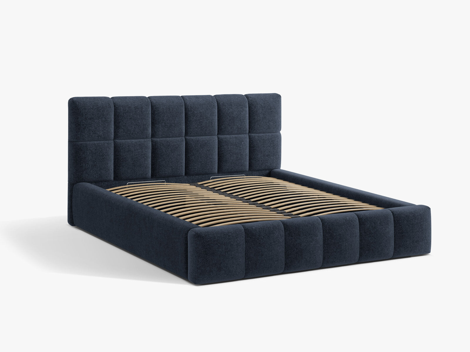 Micadoni Stauraumbett mit Kopfteil Bellis Chenille Eden Marineblau