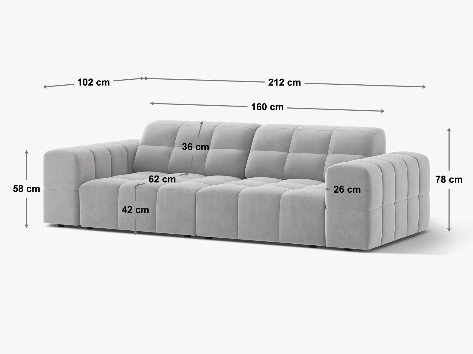 Micadoni Sofa Jennifer 3-Sitzer Samt Bluvel Grün