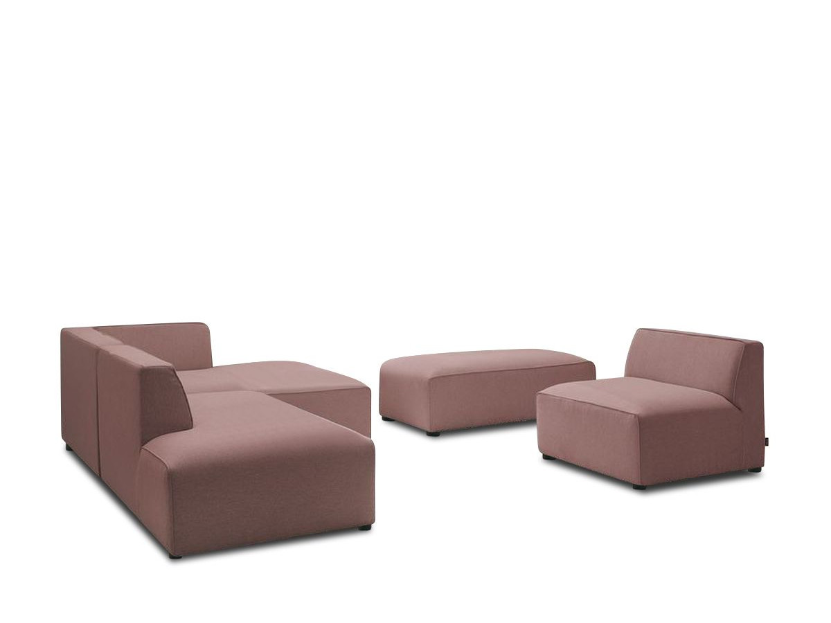 Bobochic Megeve Ecksofa mit Pouf Melange-Stoff Rosa Ecke rechts