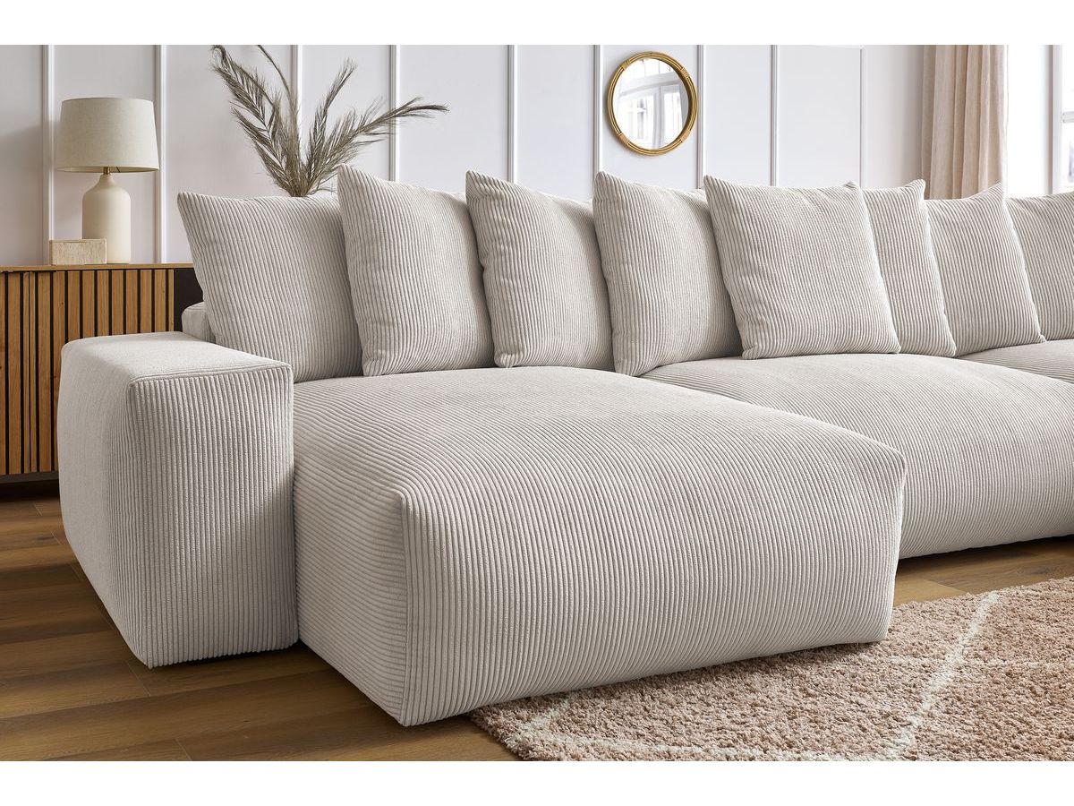 Bobochic Voltaire Wohnlandschaft 420 × 165 cm Cordsamt Beige