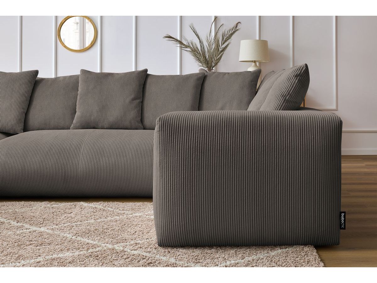 Bobochic Voltaire Wohnlandschaft mit Pouf 356 × 214 cm Cordsamt Taupe Ecke links