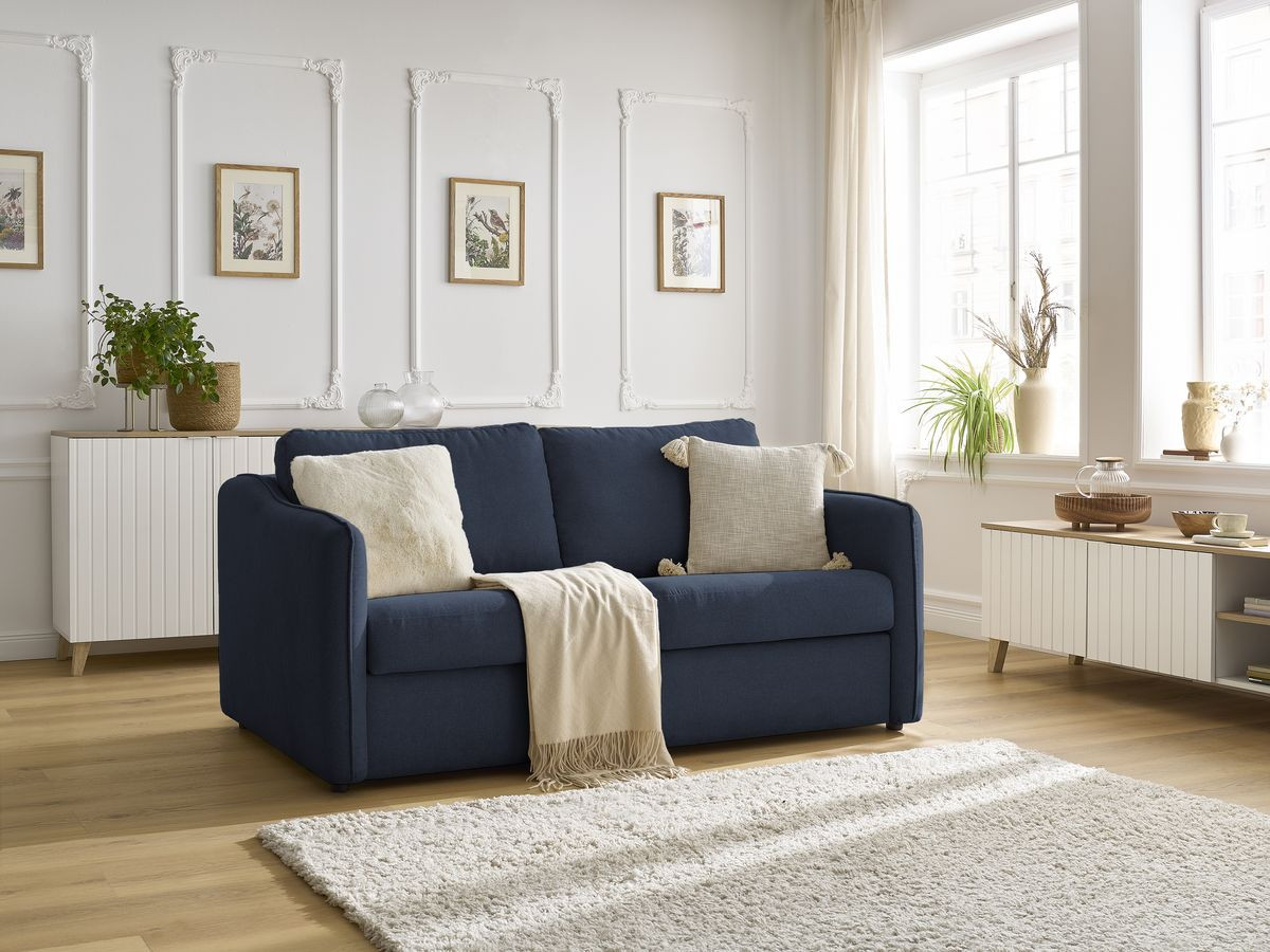 Bobochic Lenny Schlafsofa 3-Sitzer Stoff Dunkelblau
