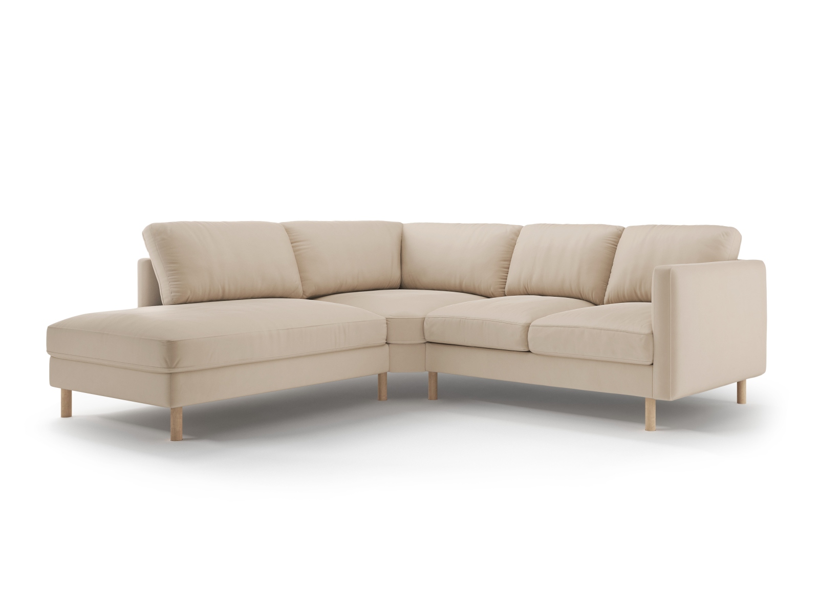 Micadoni Symmetrisches Ecksofa Eden 4-Sitzer Links Samt Nude