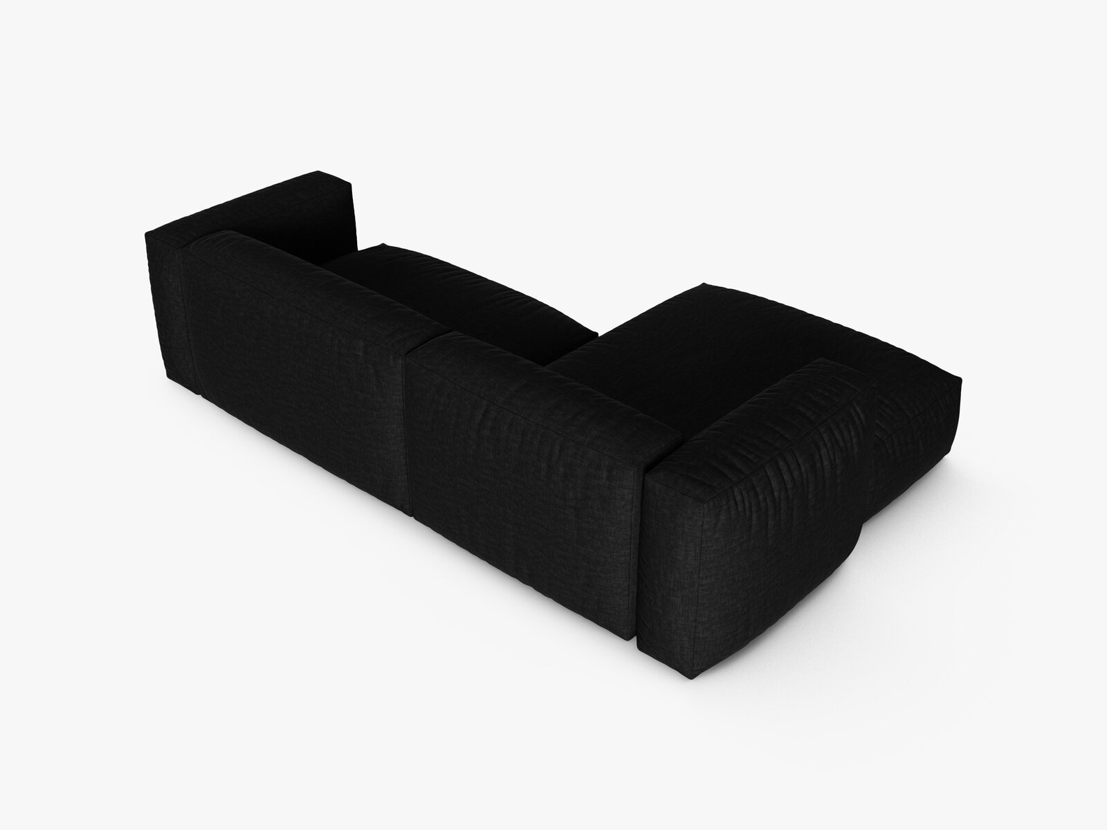 Micadoni Ecksofa Martina 2-Sitzer 90cm Sitztiefe Links Strukturierter Stoff Boston Schwarz