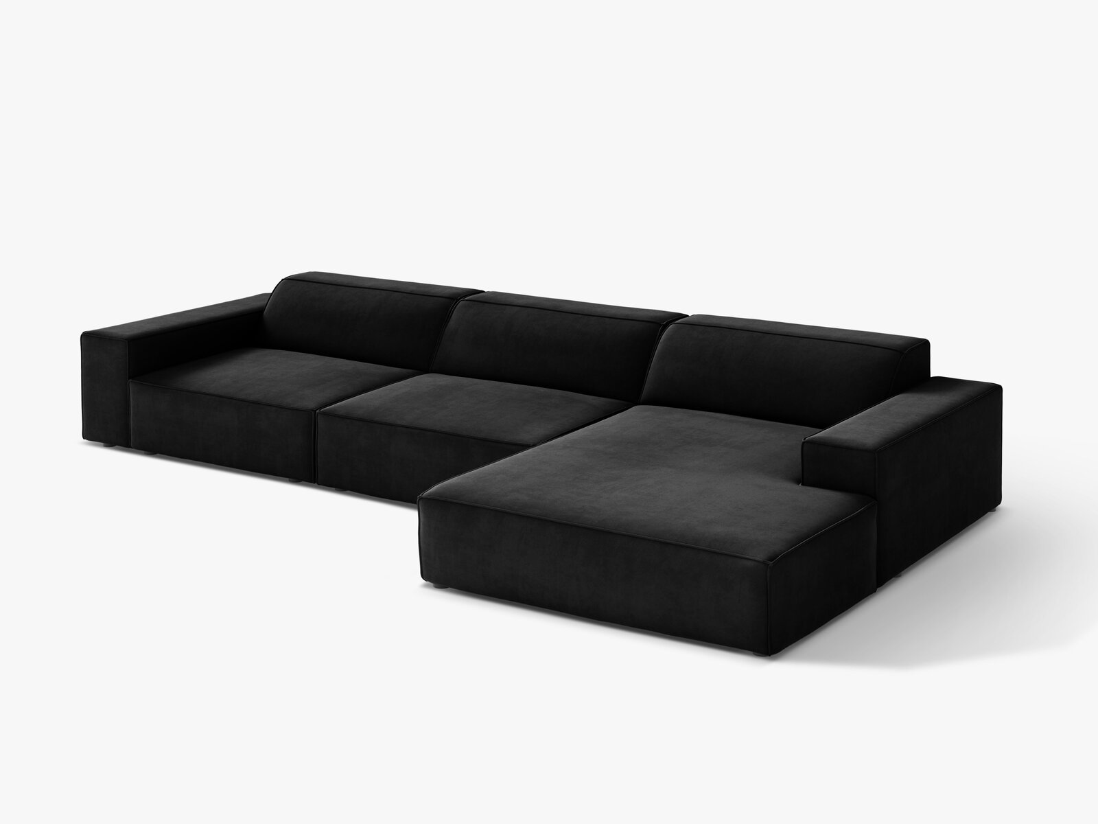 Micadoni Ecksofa Jodie 4-Sitzer Rechts Samt Venus Schwarz