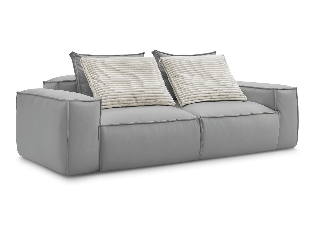 Bobochic Boheme Sofa 3-Sitzer Kunstleder Hellgrau