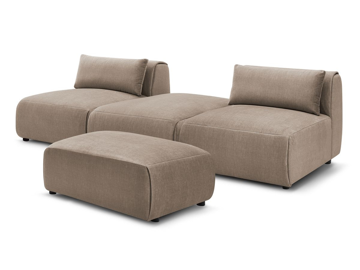 Bobochic Jeanne Sofa 4-Sitzer mit Pouf Samt Taupe
