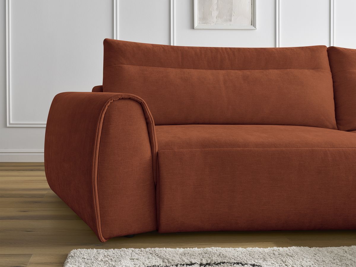 Bobochic Aden Ecksofa 293 × 152 cm Stoff Orange Ecke rechts