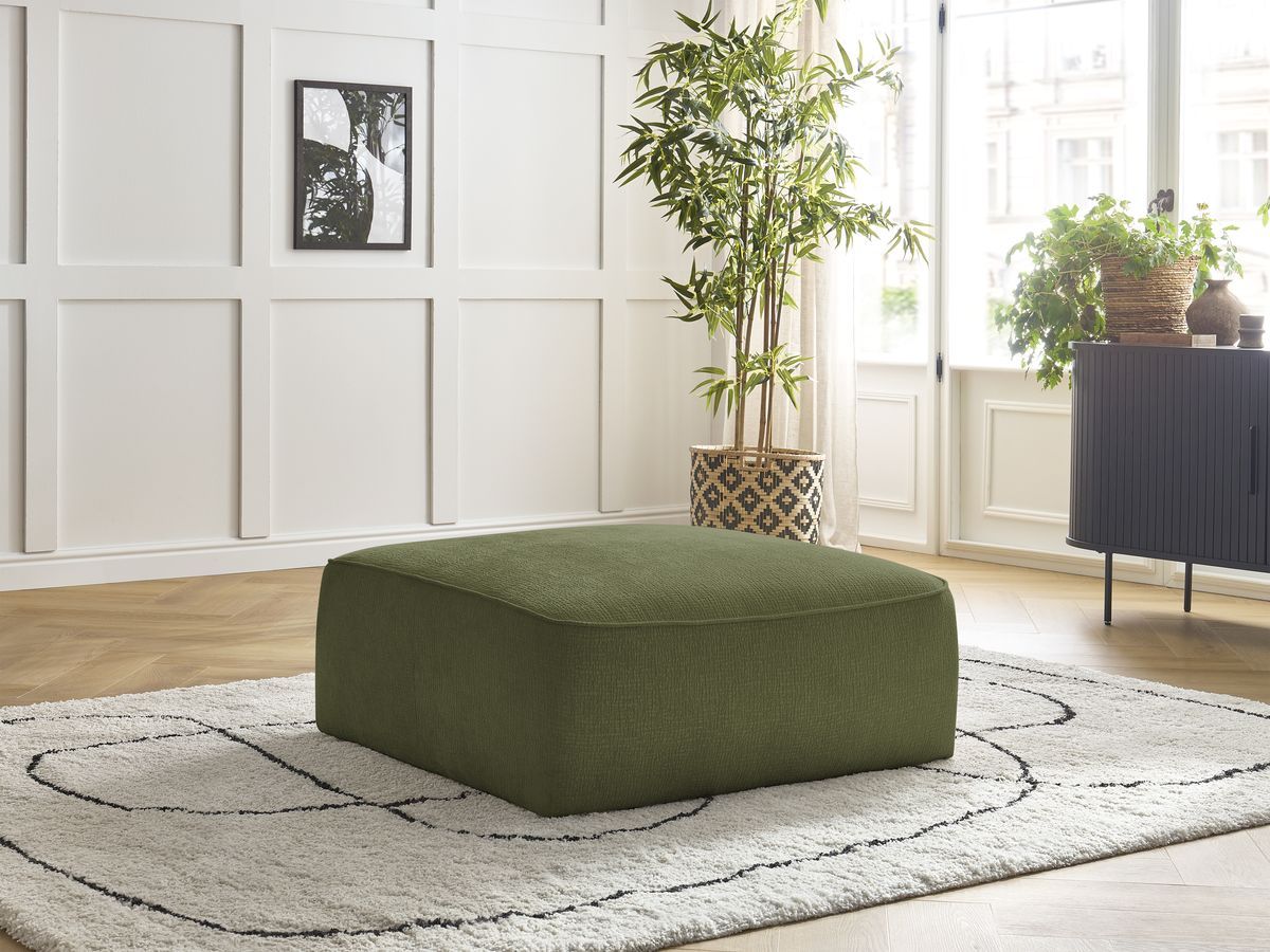 Bobochic Leopold Pouf Strukturstoff Dunkelgrün