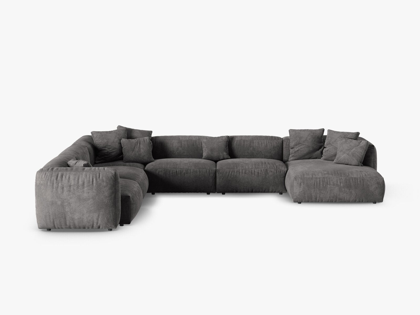 Micadoni modulares Ecksofa XL Martina 6-Sitzer 90cm Sitztiefe Links Samt Vogue Grau