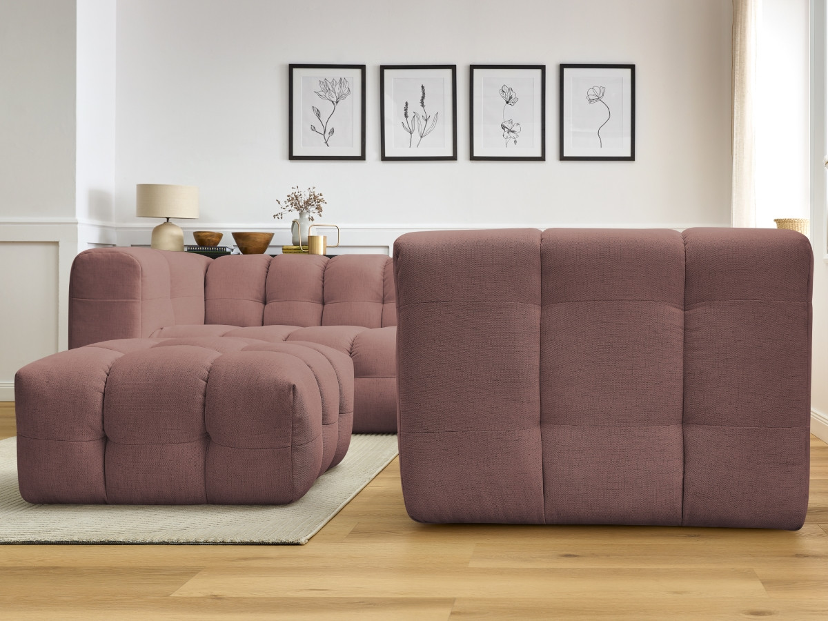 Bobochic Cloud Ecksofa mit Pouf 268 × 110 cm Stoff Rosa